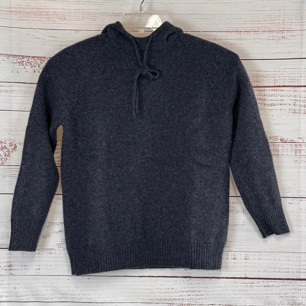 J Crew 100% Lambswool Heather Blue Hoodie Women's Size XS‎ Thick Cozy warm